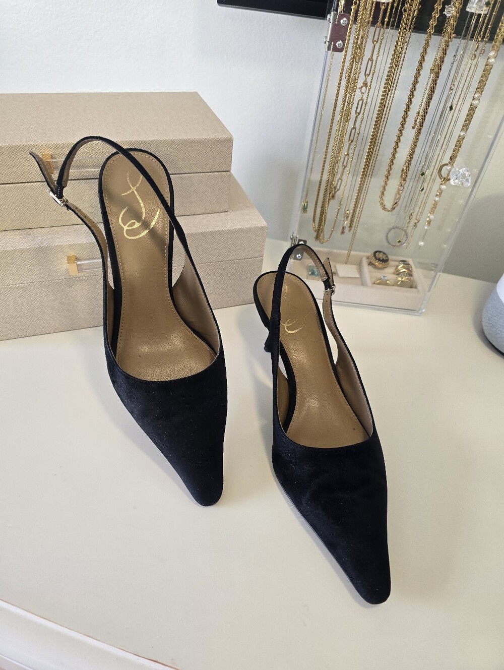 Sam Edelman Black Pointed Slingback Heels